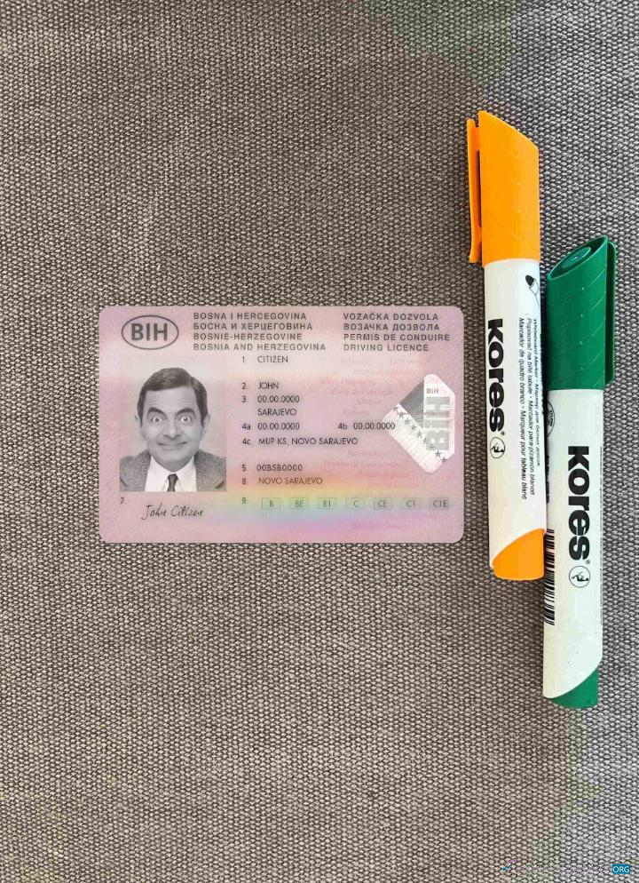 Download Bosnia and Herzegovina driving license photolook FRONT Photoshop template